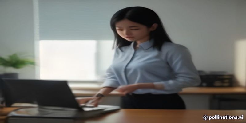 컴퓨터 모니터 앞에서 서류를 확인하는 창업자
