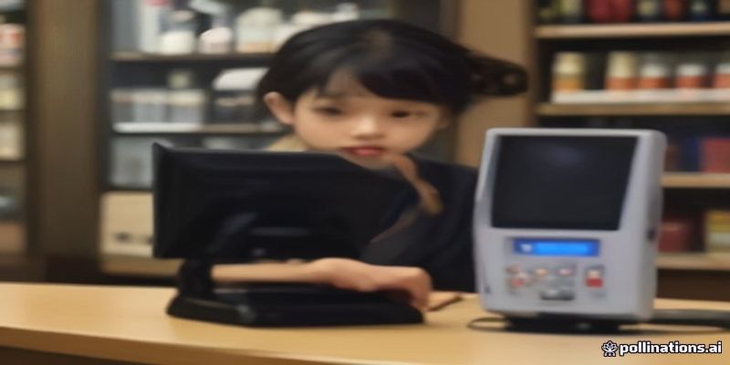 계산대에서 영수증을 주고받는 모습