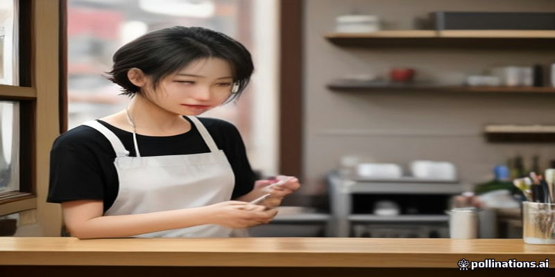 매장 카운터에서 손님을 응대하는 직원