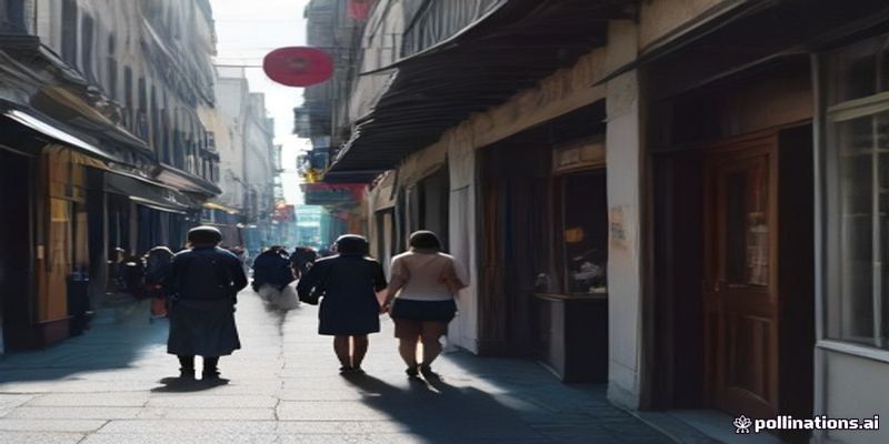 가게 앞을 지나가는 사람들과 매장 입구