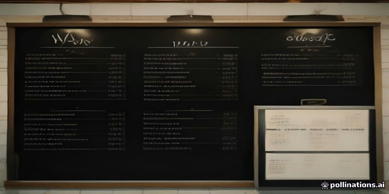 식당 벽에 걸린 메뉴판과 가격표