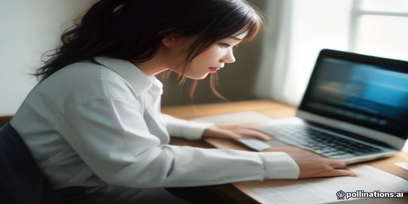노트북으로 카드 사용 내역을 정리하는 사장님