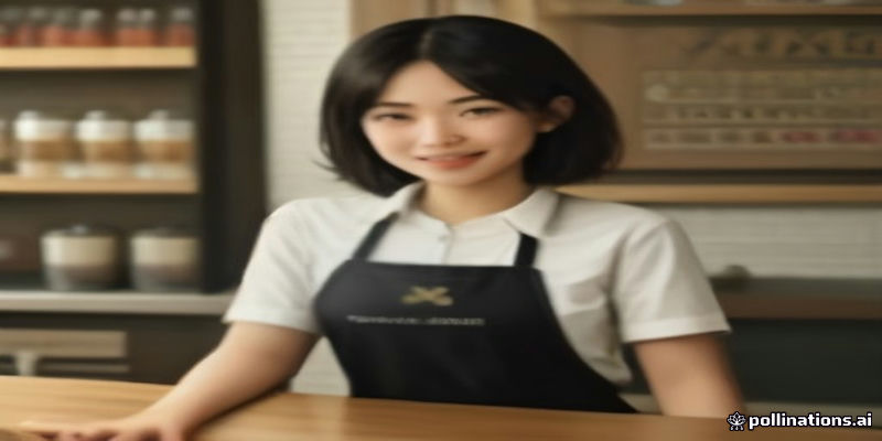 카페 매장 카운터에서 미소 지으며 주문을 받는 젊은 아르바이트 직원